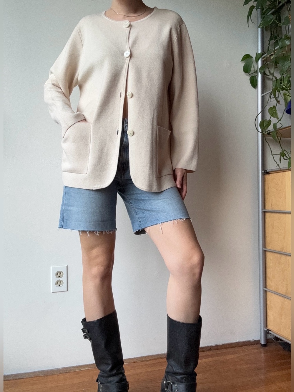 J Crew Cream Wool blend Cardigan Sweater